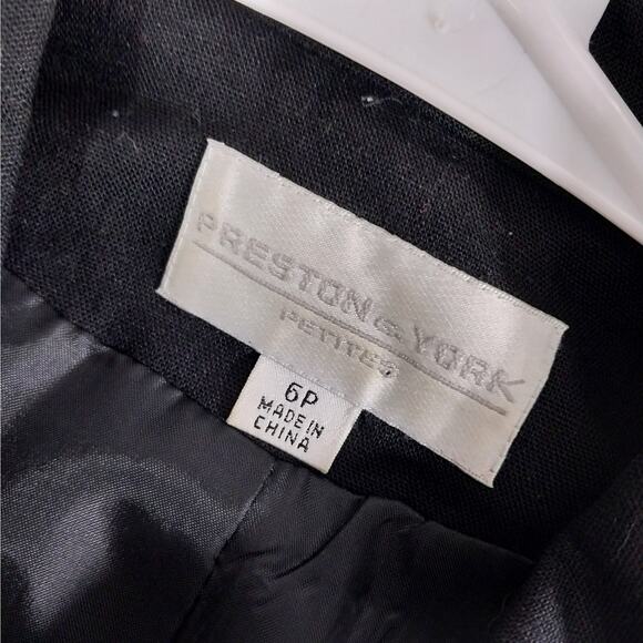 PRESTON & YORK PETITES! LINEN+! BLACK 2 PC SHORT SLEEVED SKIRT SUIT SET! SZ 6P - Picture 8 of 11